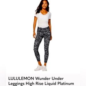 lululemon Wunder Under Liquid Platinum Black and White 25inch High-Rise Leggings